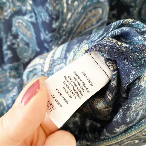 Talbots blue green paisley pattern blouse sz Small - Picture 5 of 5